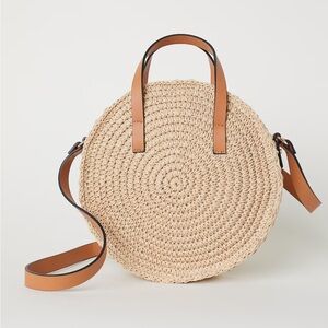 H&M Light Beige Round Paper Straw Handbag